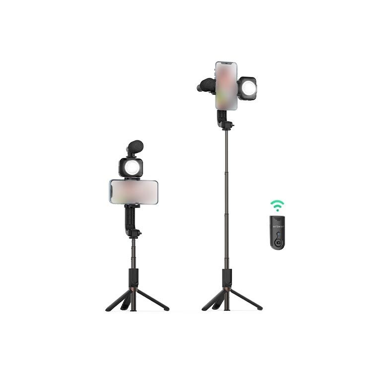 BlitzWolf BW-BS15 Tripod Selfie Stick with Fill Light & Microphone