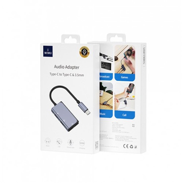 WiWU LT02 Pro 3 in 1 Type-C to Dual Type-C + 3.5mm Audio Adapter