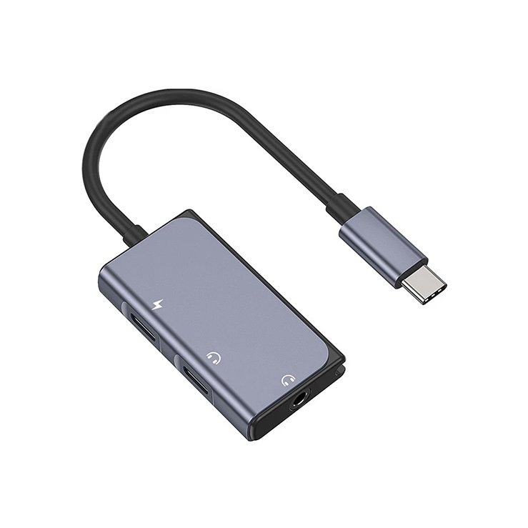 WiWU LT02 Pro 3 in 1 Type-C to Dual Type-C + 3.5mm Audio Adapter