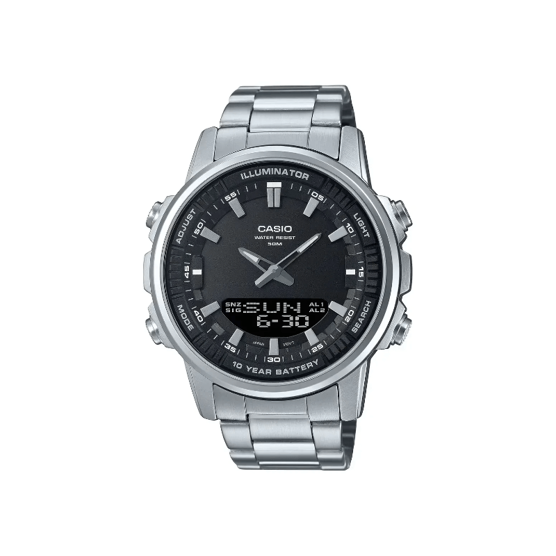 Casio Illuminator AMW-880D-1AVDF Dual Time Stainless Steel Men’s Watch
