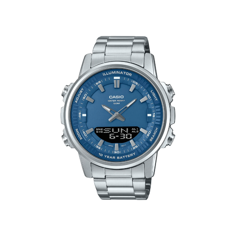 Casio Illuminator AMW-880D-2A1VDF Dual Time Stainless Steel Men’s Watch