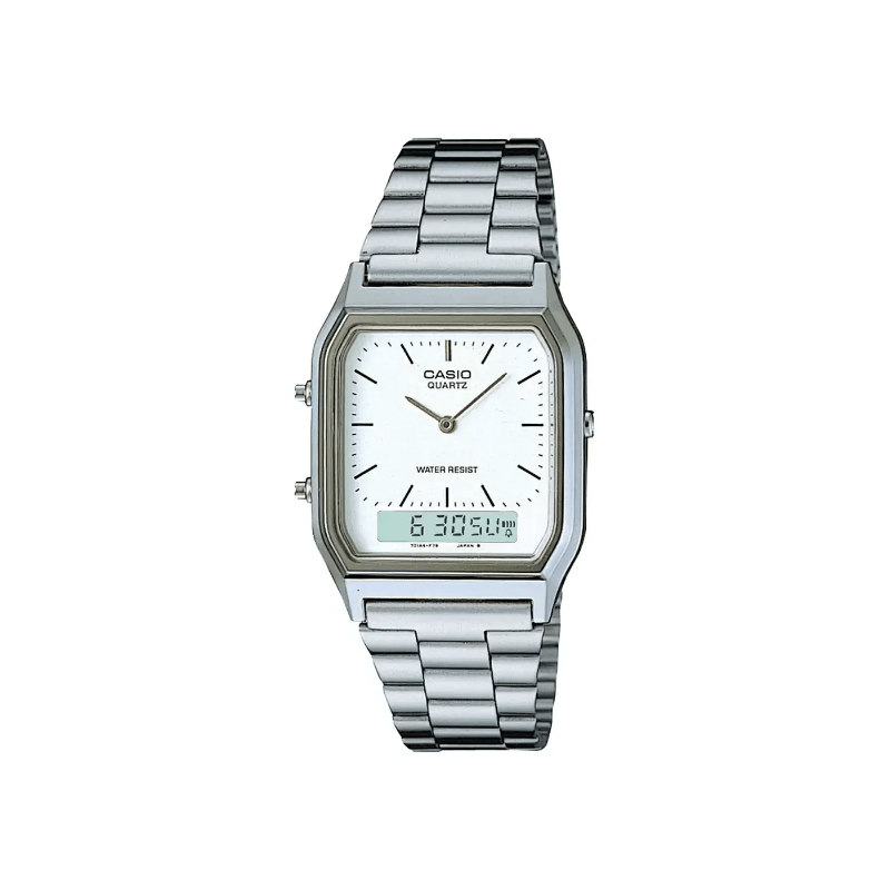 Casio Vintage AQ-230A-7DMQ Dual Time Stainless Steel Men’s Watch