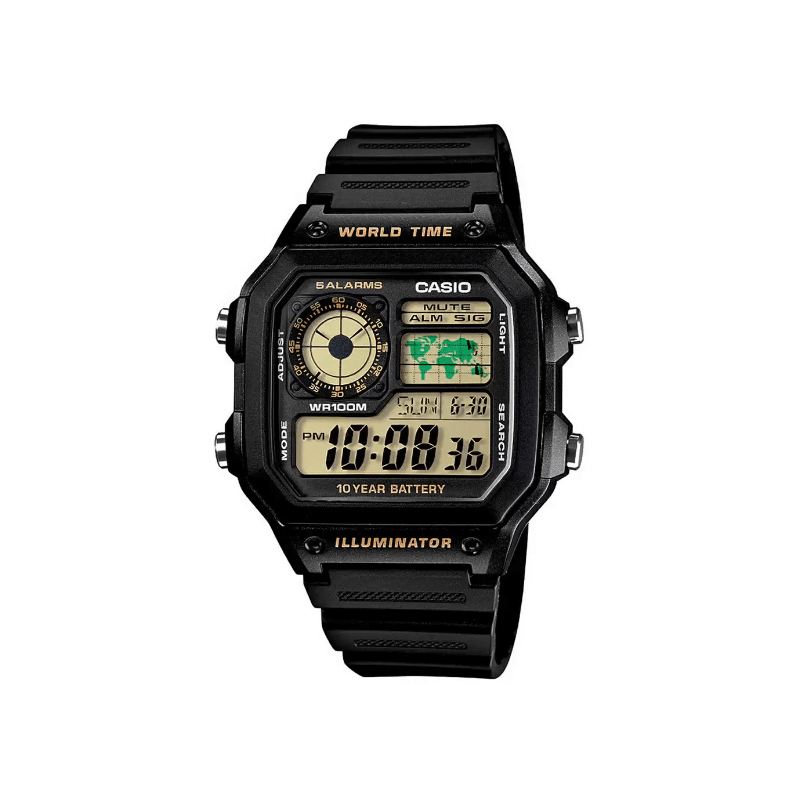 Casio Youth World Time AE-1200WH-1BVDF Digital Resin Belt Men’s Watch