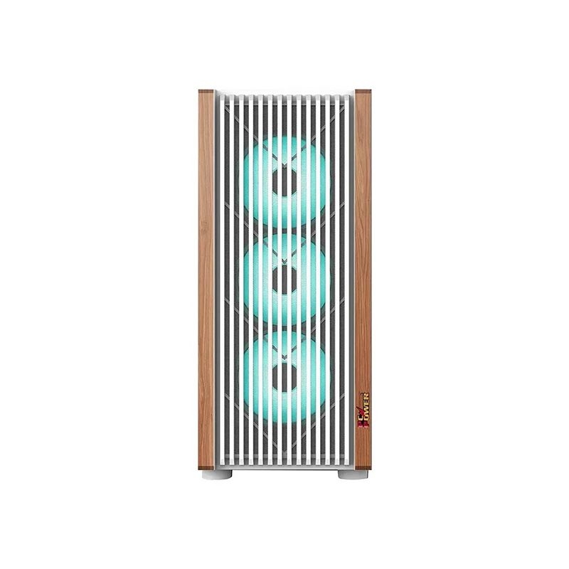 PC Power Wood Mesh E-ATX Mid Tower Gaming Casing
