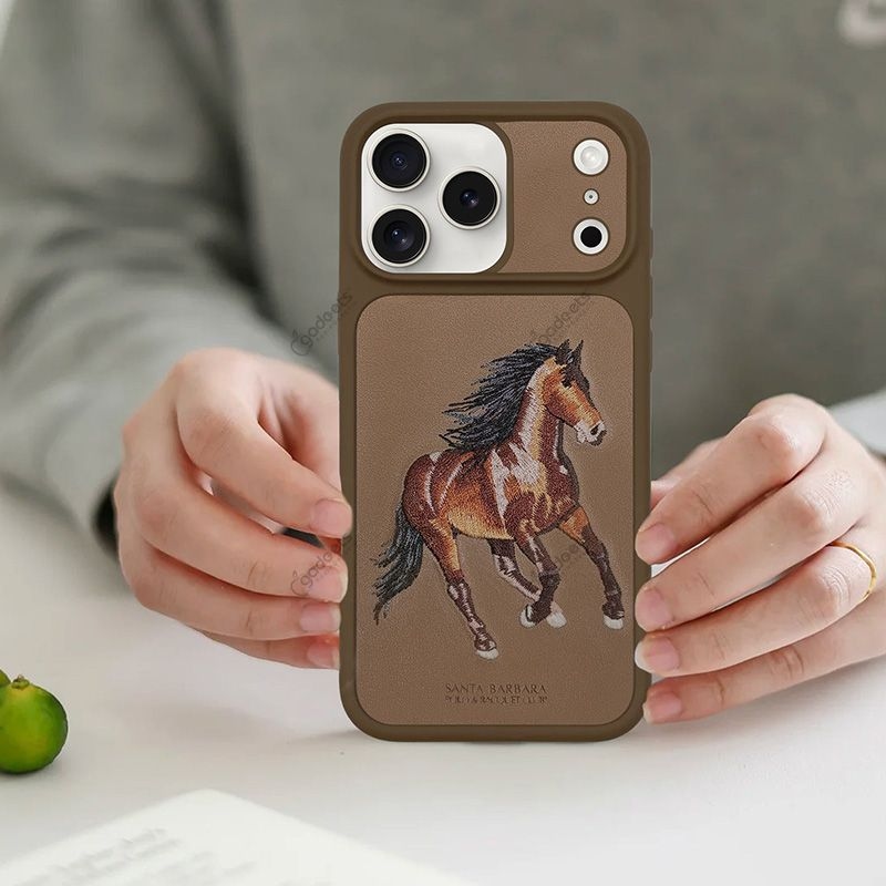 Santa Barbara Horse Emoidery Boris Case for iPhone 17 Pro Max