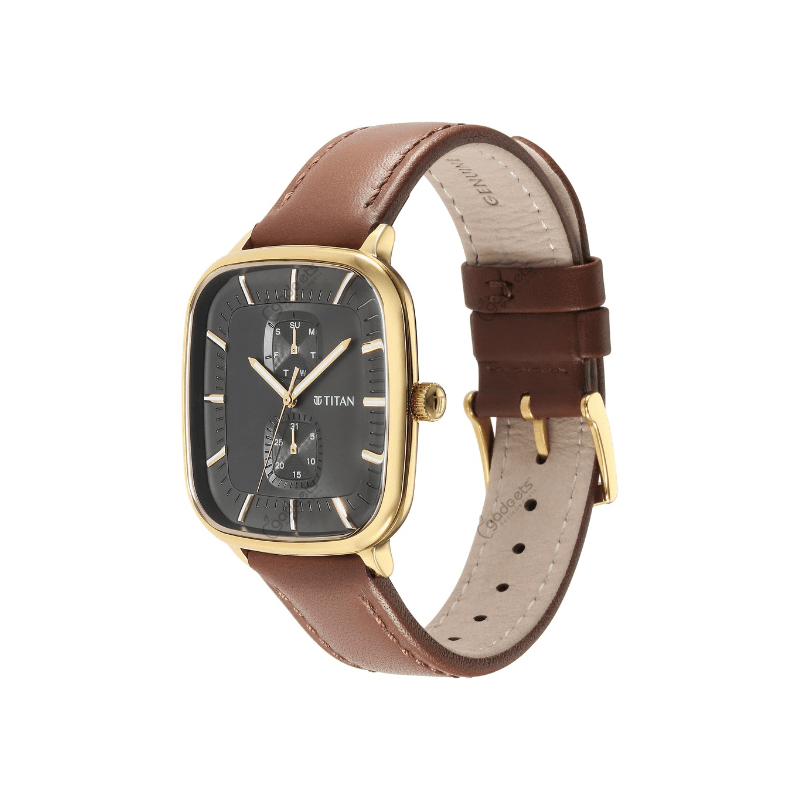 Titan Avant Garde NT90178YL01 Quartz Multifunction Leather Strap Men’s Watch
