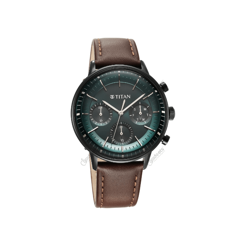 Titan Light Leathers NT90171NL01 Quartz Multifunction Leather Strap Men’s Watch