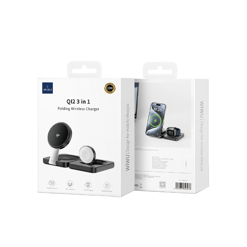 WiWU Qi2 3 in 1 Folding Wireless Charger 15W