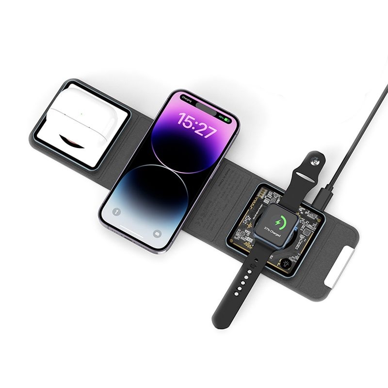 WiWU Wi-W001 Foldable 3 in 1 Wireless Charger 15W