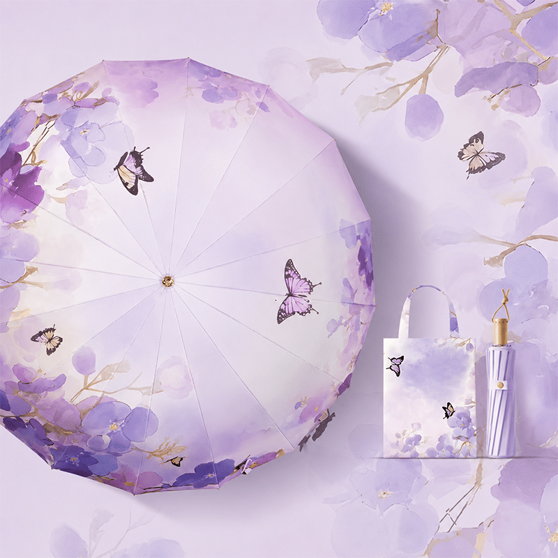 Color Bloom 16-Rib Sun & Rain Umbrella