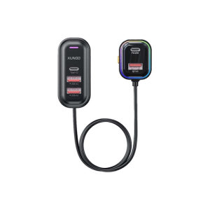 XUNDD XDCH-107 PD Fast Car Charger with Rear Seat Charging Ports - 30W