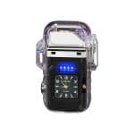 Transparent Colorful LED Arc Lighter with Flash Light & Clock