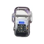 Transparent Colorful LED Arc Lighter with Flash Light & Clock